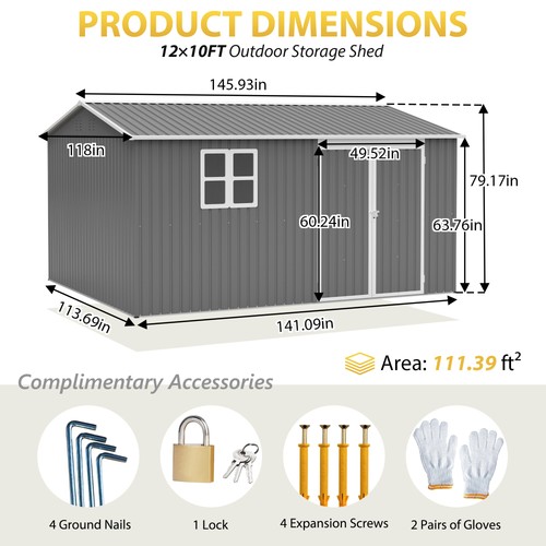 12x10 outdoor storage shed - ft,